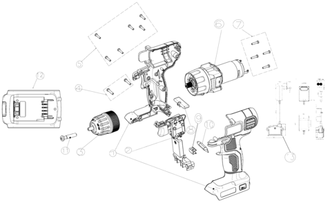 Default Diagram and Parts List for LD120-AR Type 1 Black and Decker Boring Machine
